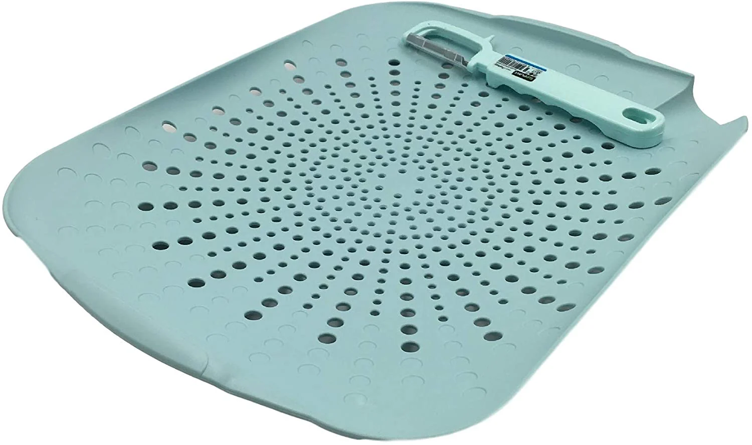 Filter Cutting Board with Colander Strainer Includes a Peeler