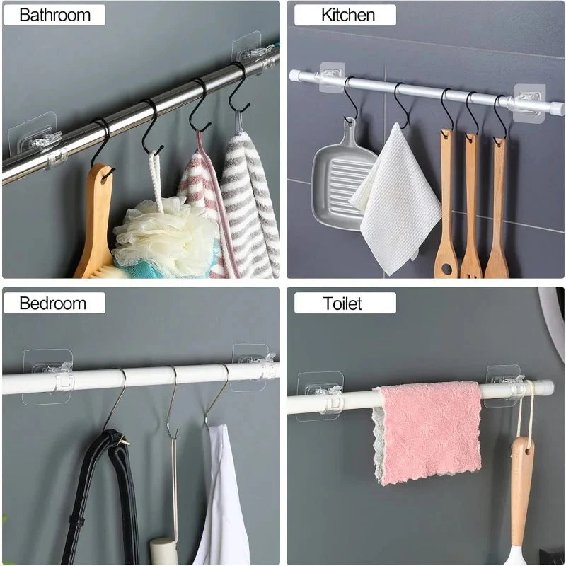 Nail-Free Adjustable Curtain Rod Bracket Holders – Drill-Free & Wall-Safe