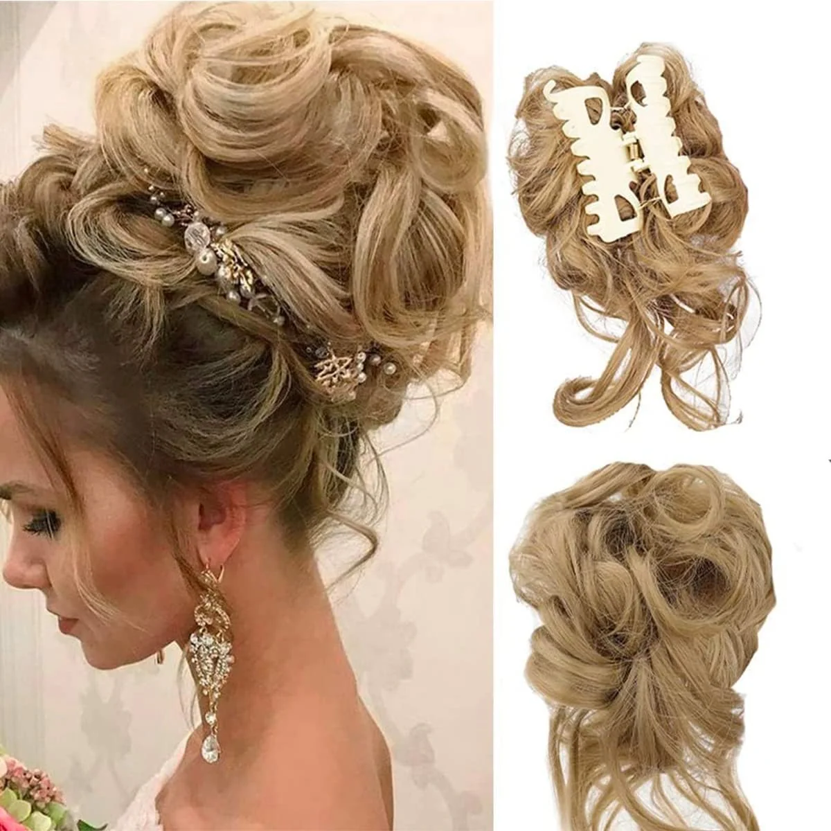 Curly Bun Hair Claw Clips
