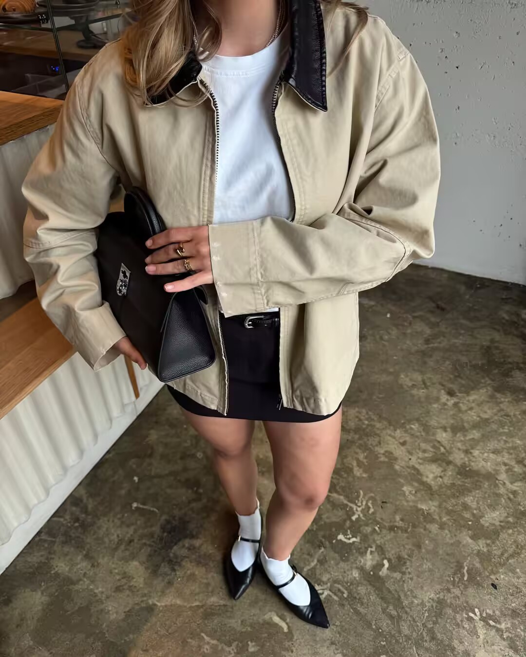 Casual Contrast Collar Oversized Jacket