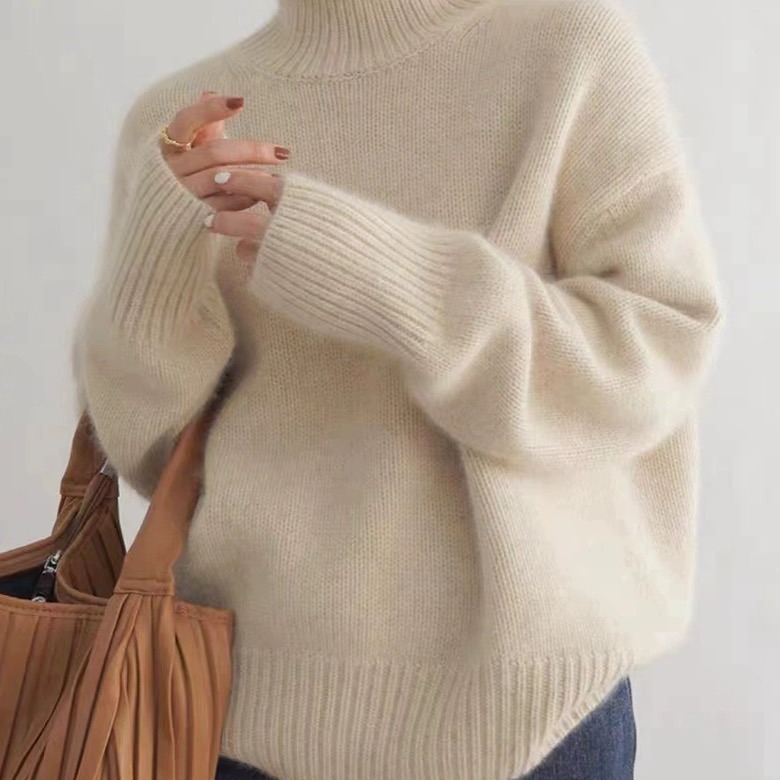 Thick High Neck Loose Fit Knit Pullover