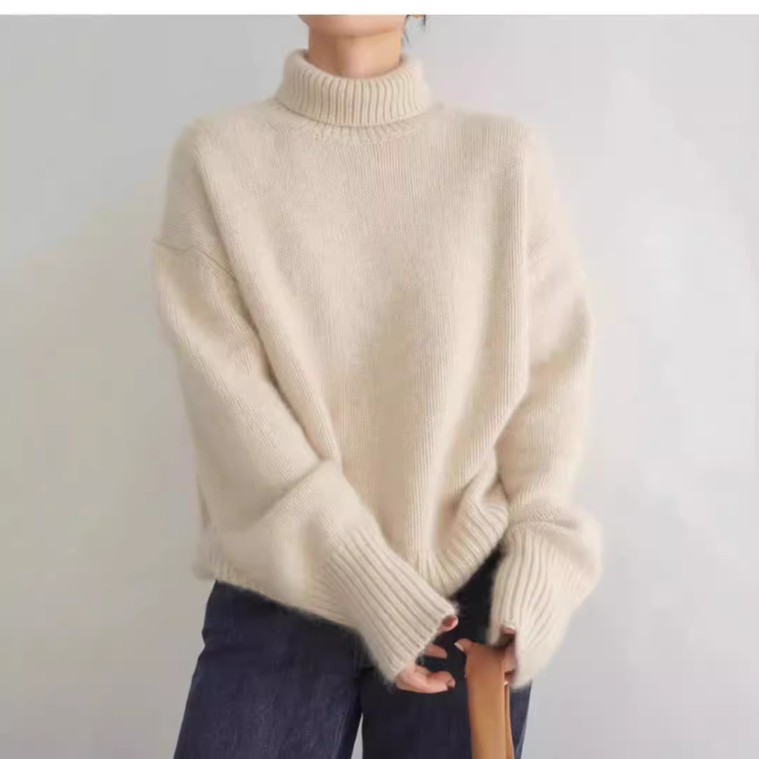 Thick High Neck Loose Fit Knit Pullover