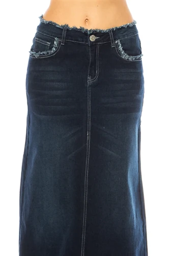 Dark Indigo Wash Women's long maxi skirt