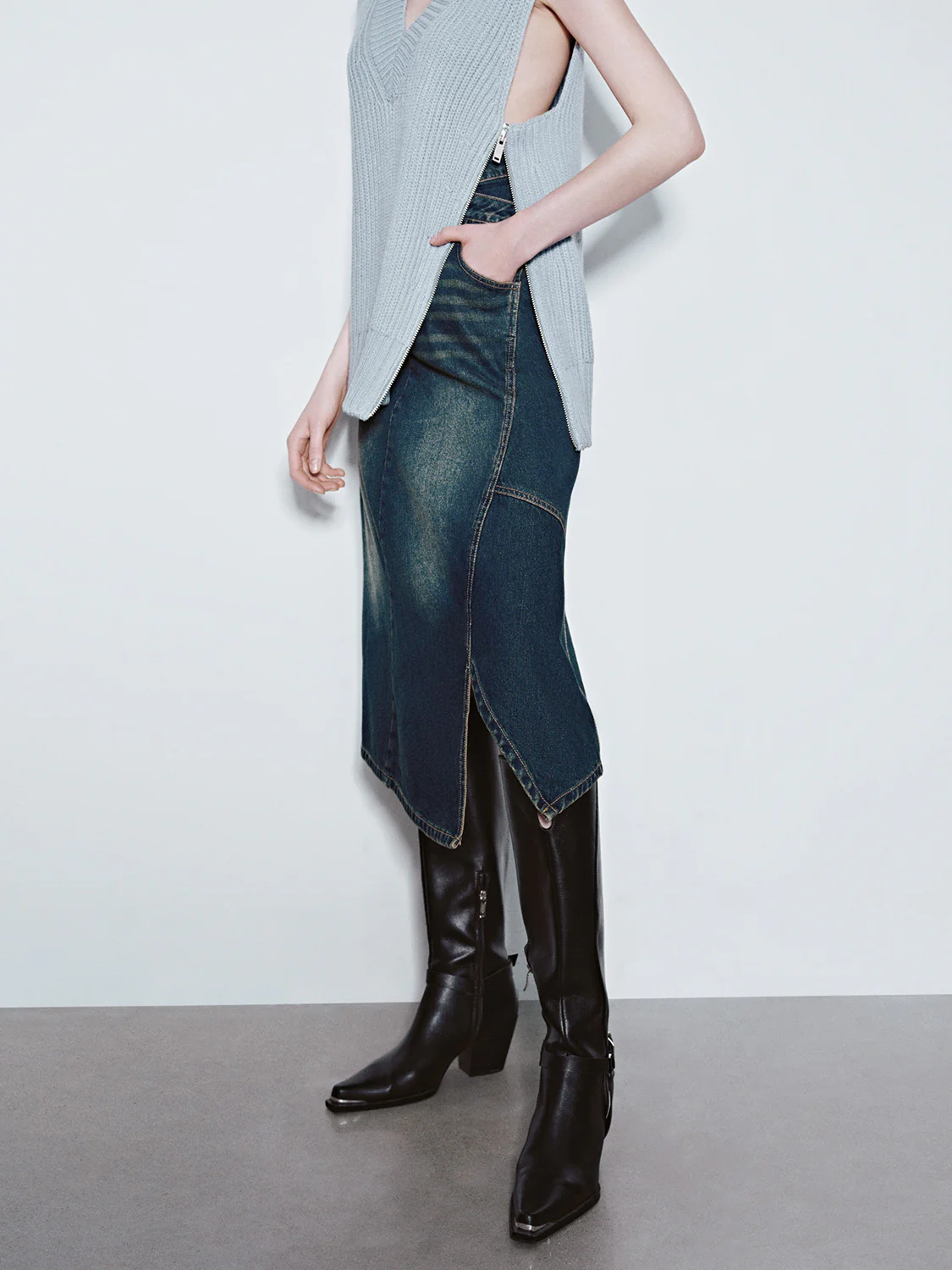 Midi Denim Skirt