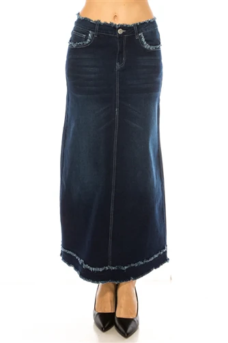 Dark Indigo Wash Women's long maxi skirt