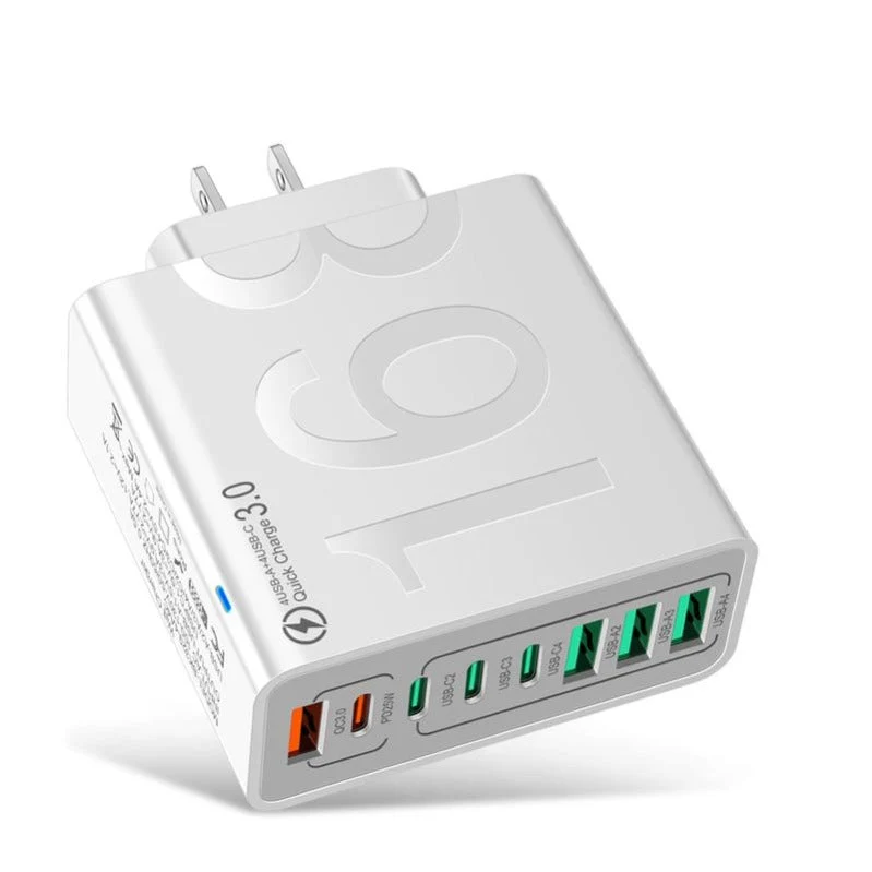 168W GaN USB Fast Charger 8-Port Power Hub for USB-C&A