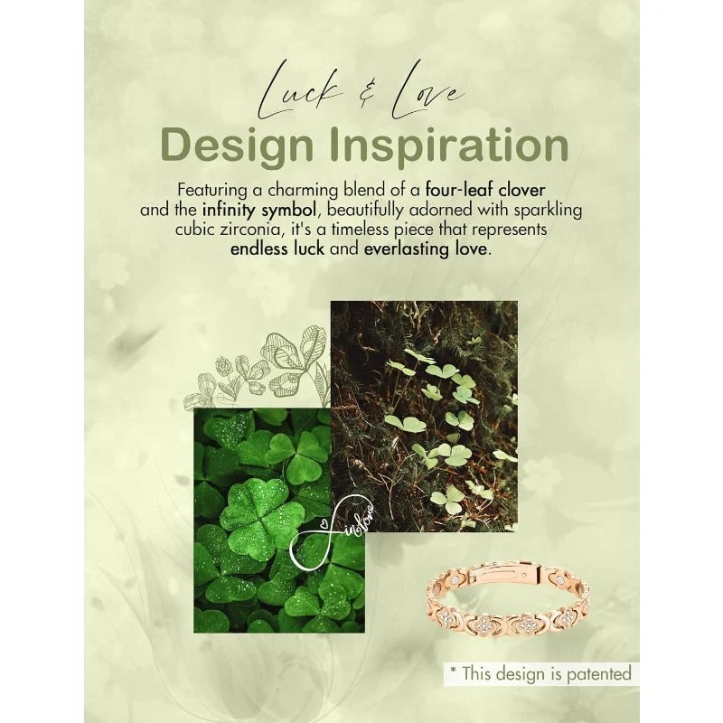 GlamClover Infinity Clover Copper Magnetic Bracelet with Adjuster