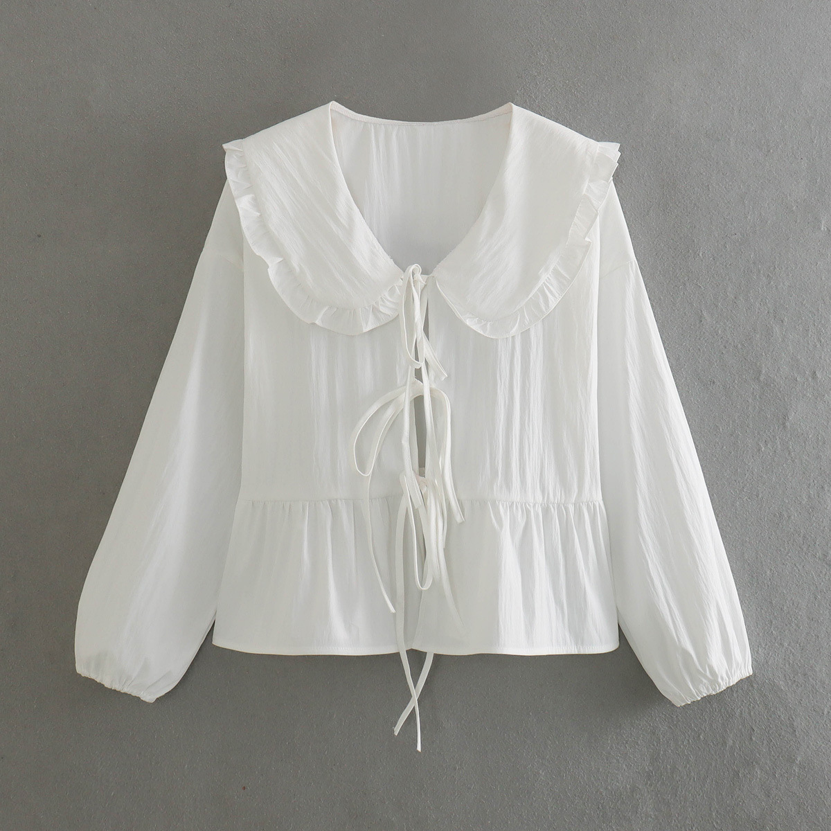 Summer new fashion casual versatile doll collar lace shirt top