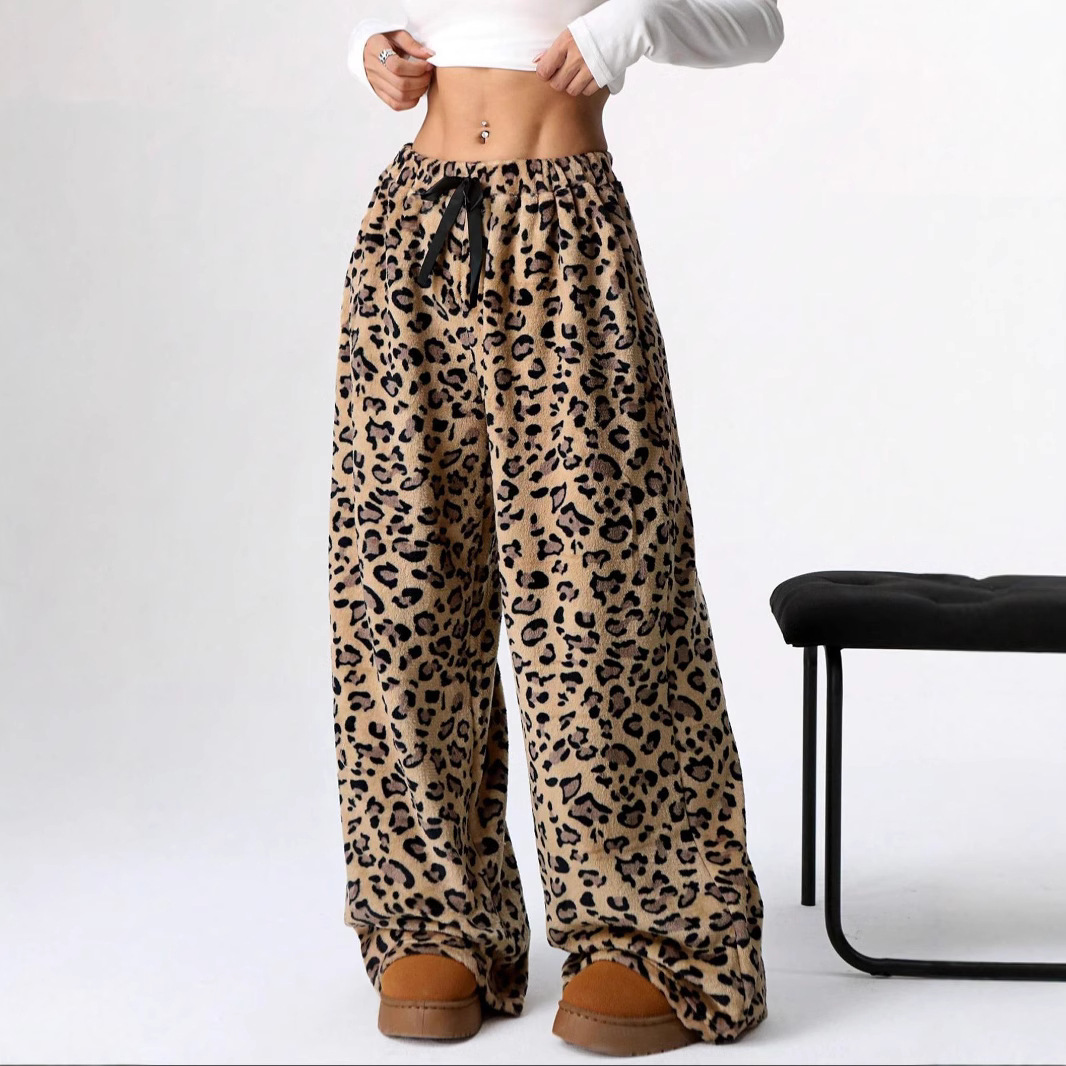 New style casual pants leopard print trousers wide leg pants