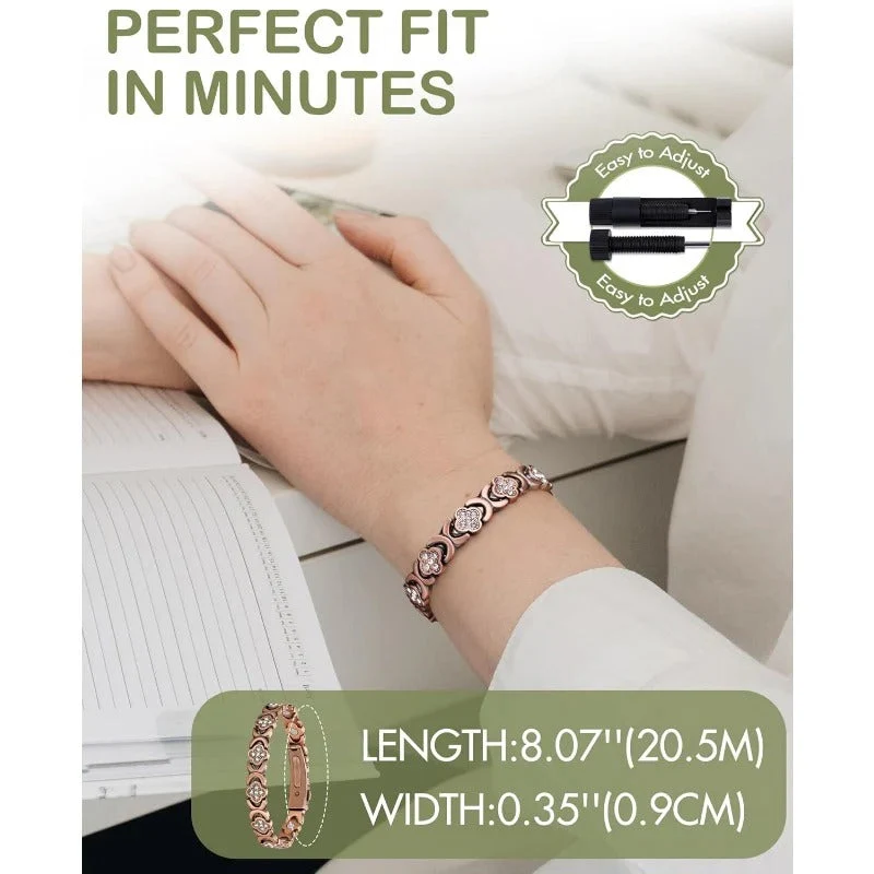 GlamClover Infinity Clover Copper Magnetic Bracelet with Adjuster