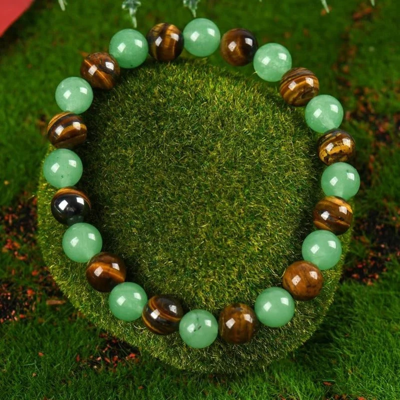Wealth Guardian Crystal Bracelet – Aventurine & Tiger-Eye