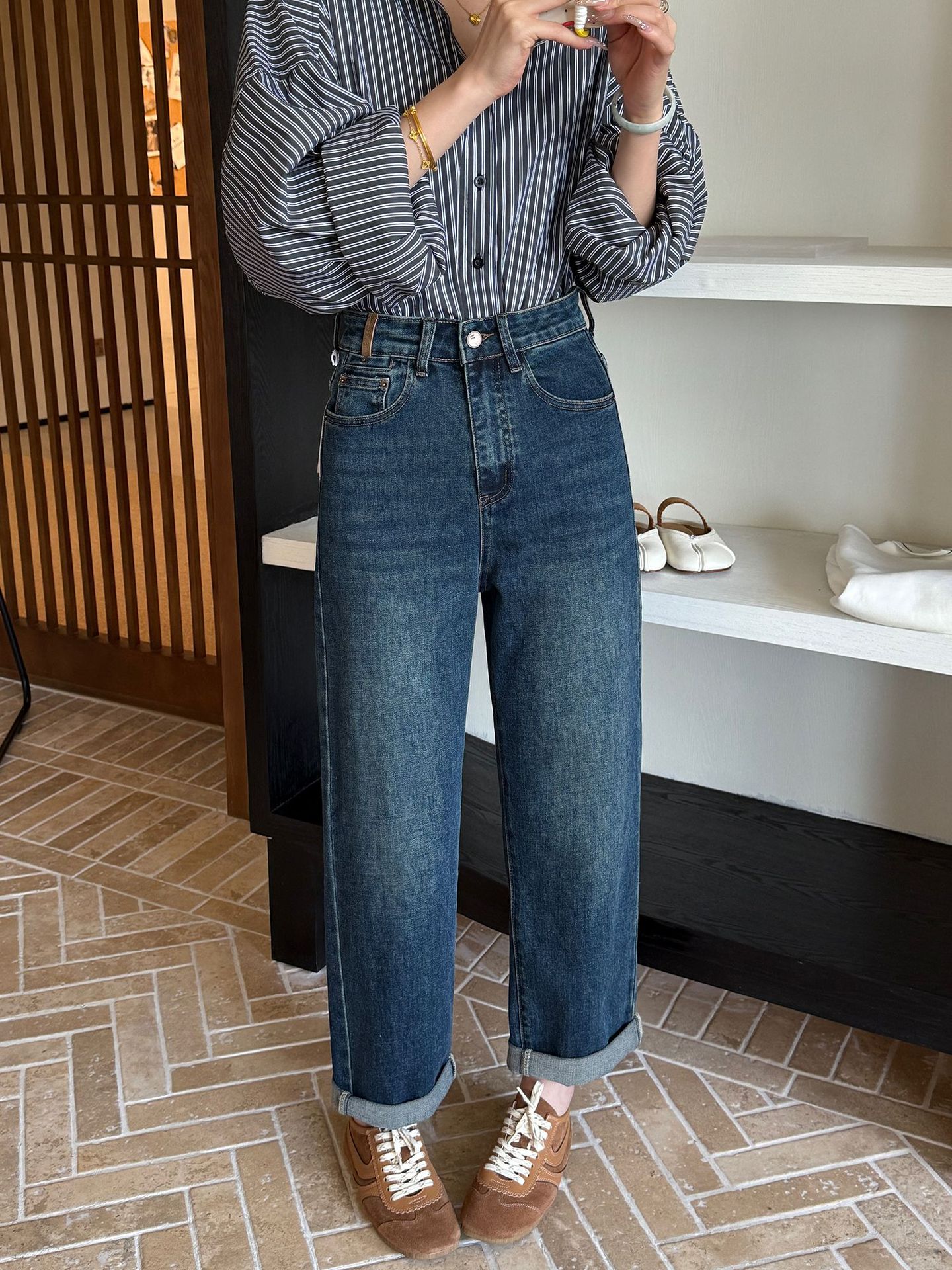 Women’s High Waist Stretch Boyfriend Jeans Pants