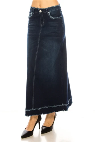 Dark Indigo Wash Women's long maxi skirt