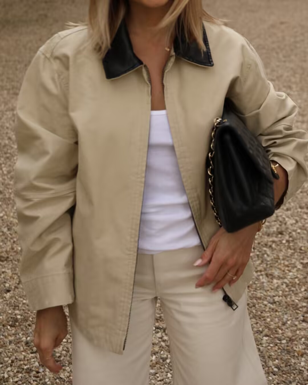 Casual Contrast Collar Oversized Jacket