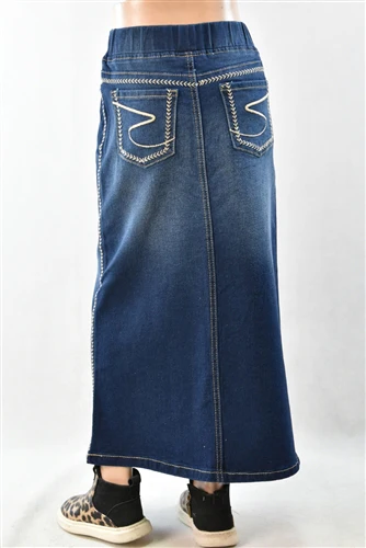 Dark Indigo Wash girls Long Maxi skirt