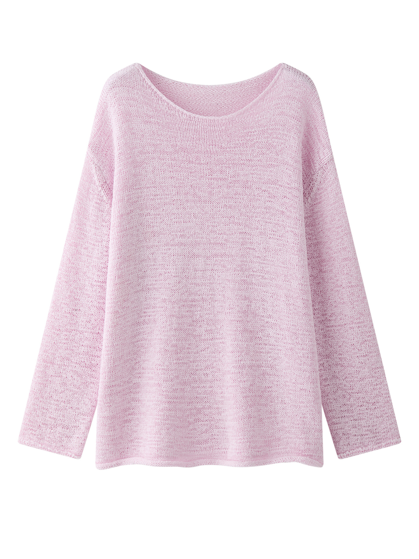 Collarless Loose Knit Minimalist Pullover Top