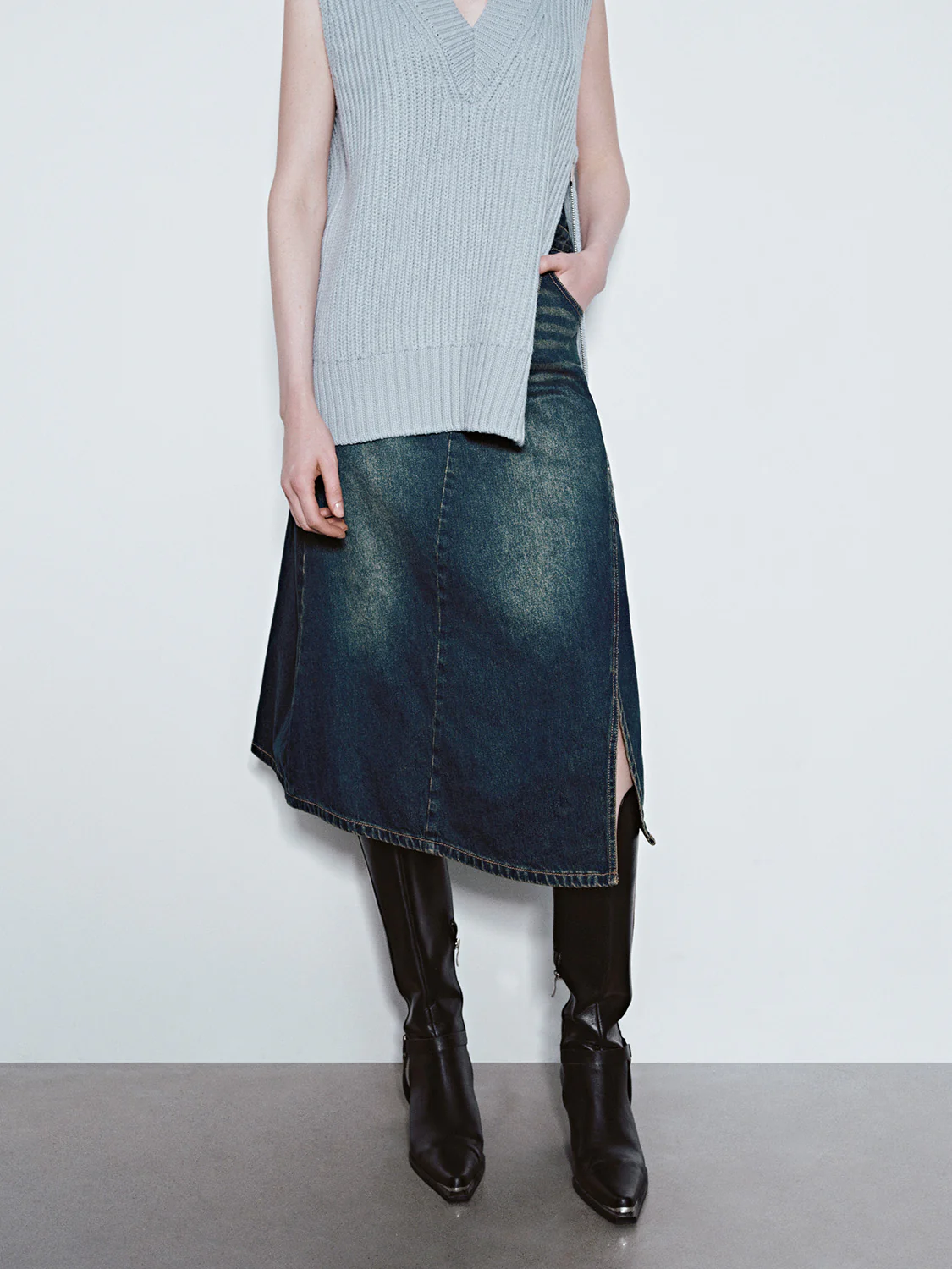 Midi Denim Skirt