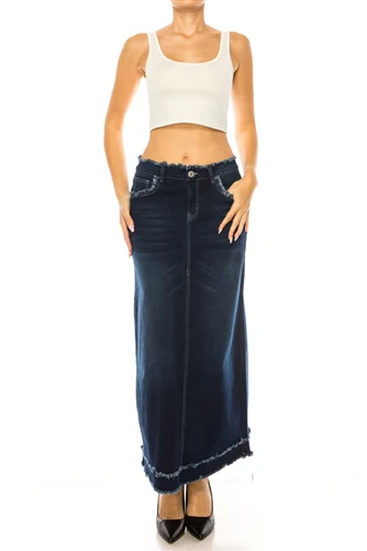 Dark Indigo Wash Women's long maxi skirt