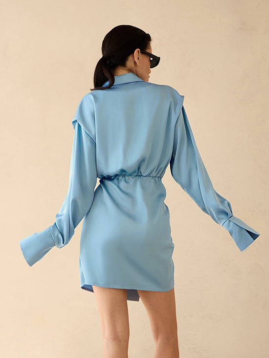 Gentle French style elegant waist slim irregular short dress