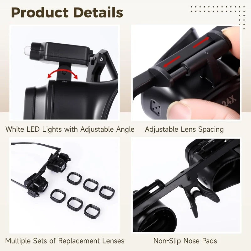 Hands-Free LED Magnifying Glasses