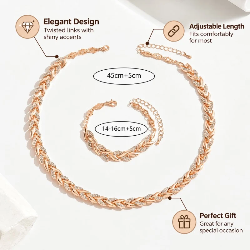 Elegant Crystal Chain Jewelry Set