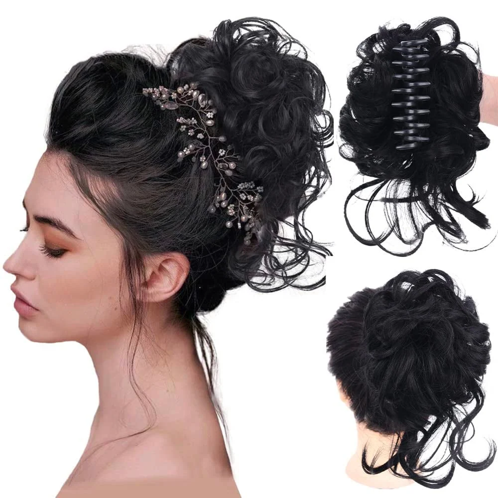Curly Bun Hair Claw Clips