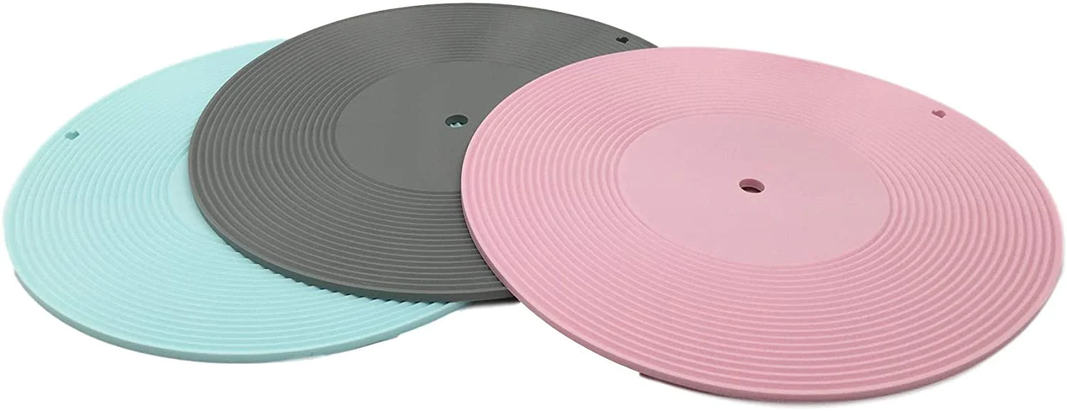 Set of 3 Silicone Saucepan & Beverage Coasters Unique Design Round Shapes