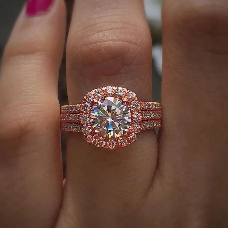 Triple-Band Halo Statement Ring