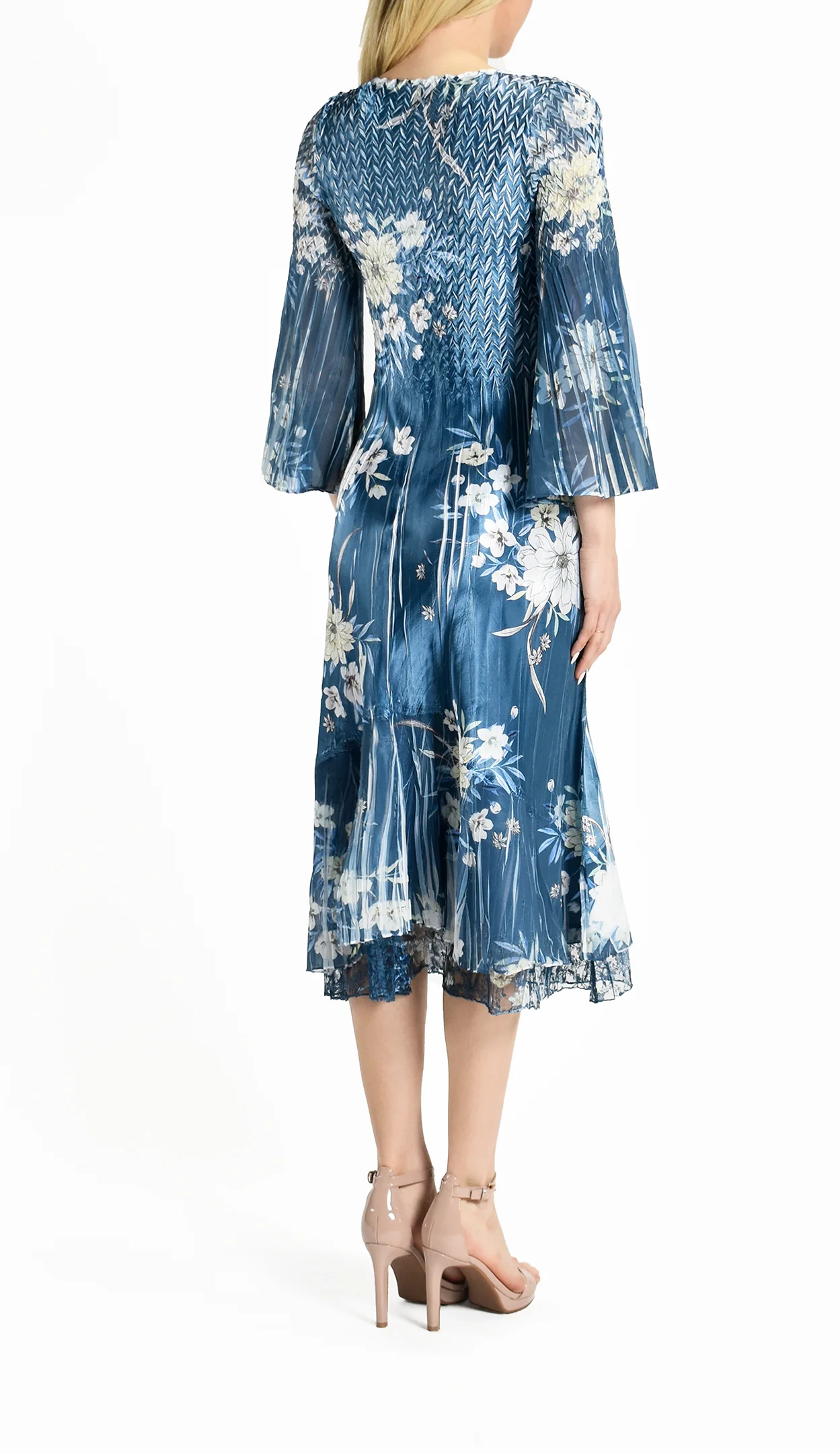 Blue Floral - Print Midi Dress