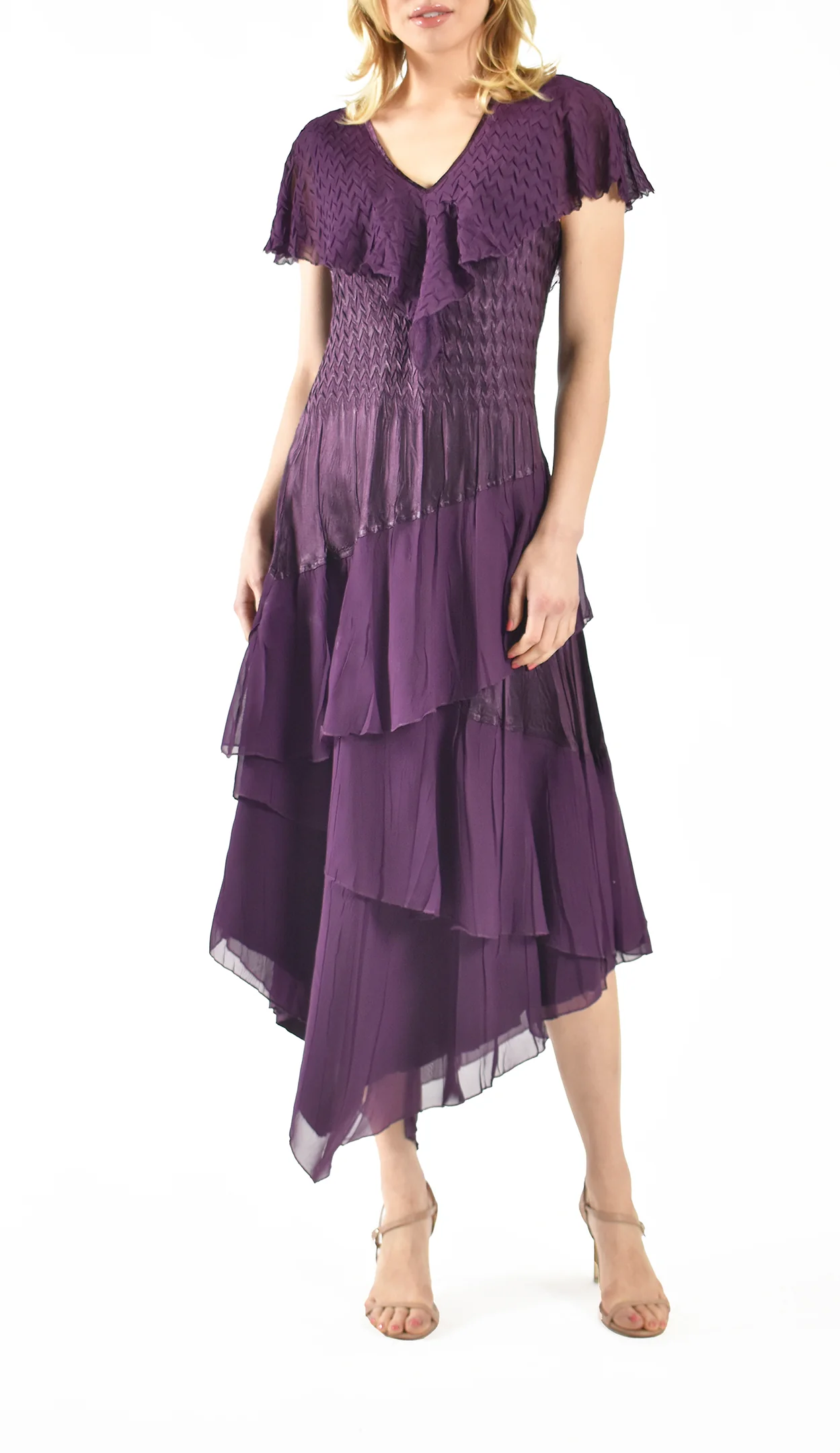 Purple Ruffled Asymmetric Dress