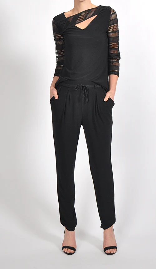 Black Mesh - Detail Top and Jogger Set