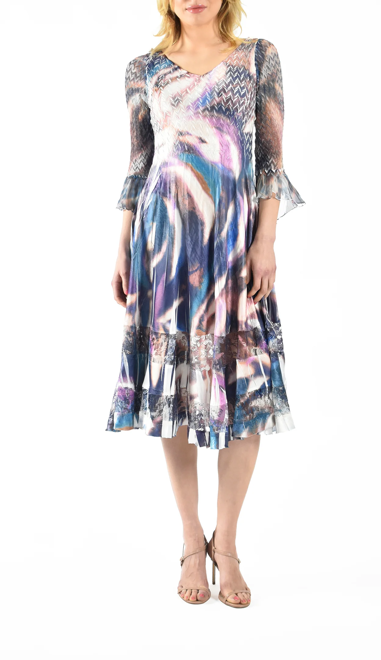 Multicolored Abstract - Print Midi Dress