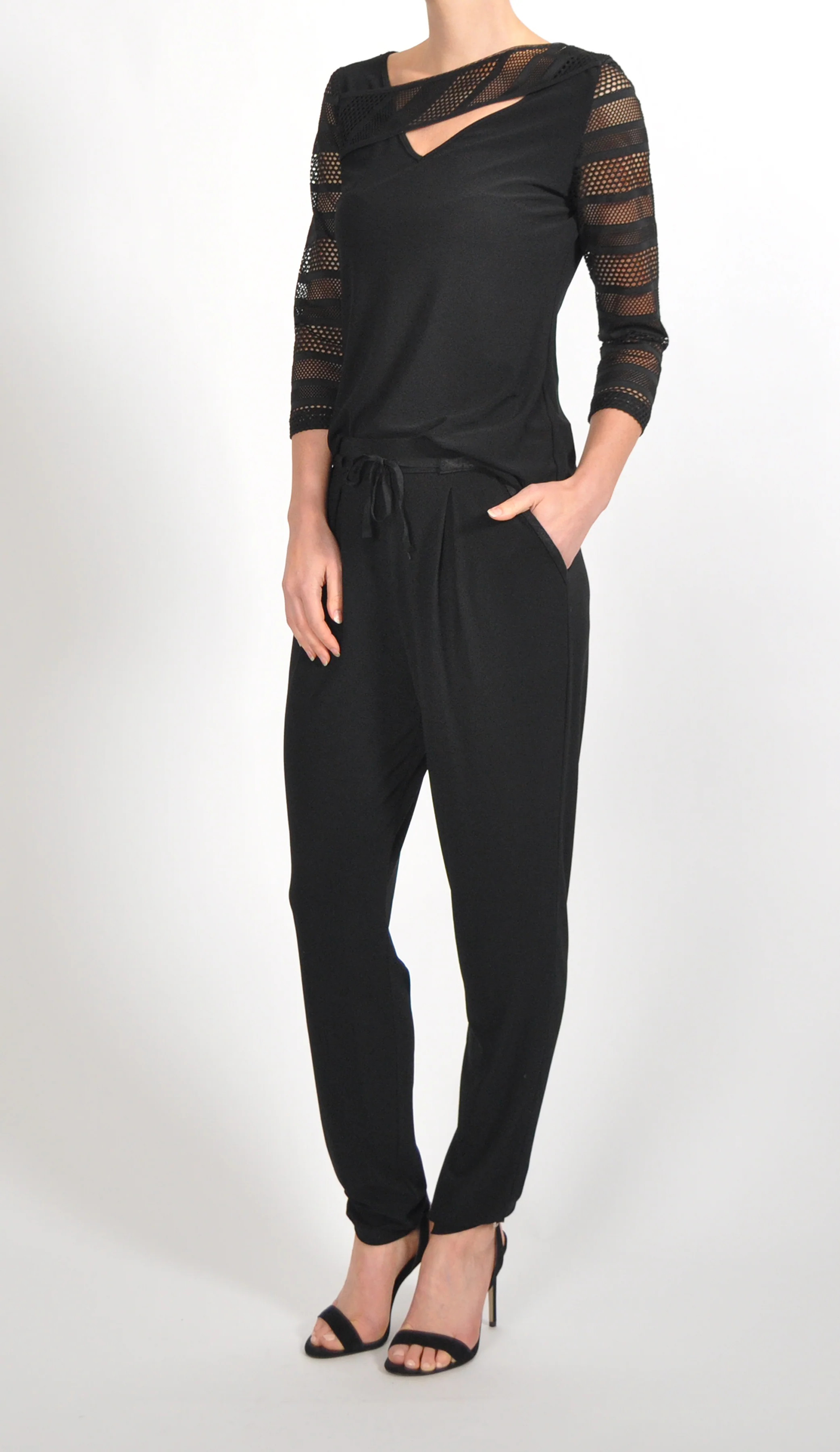 Black Mesh - Detail Top and Jogger Set