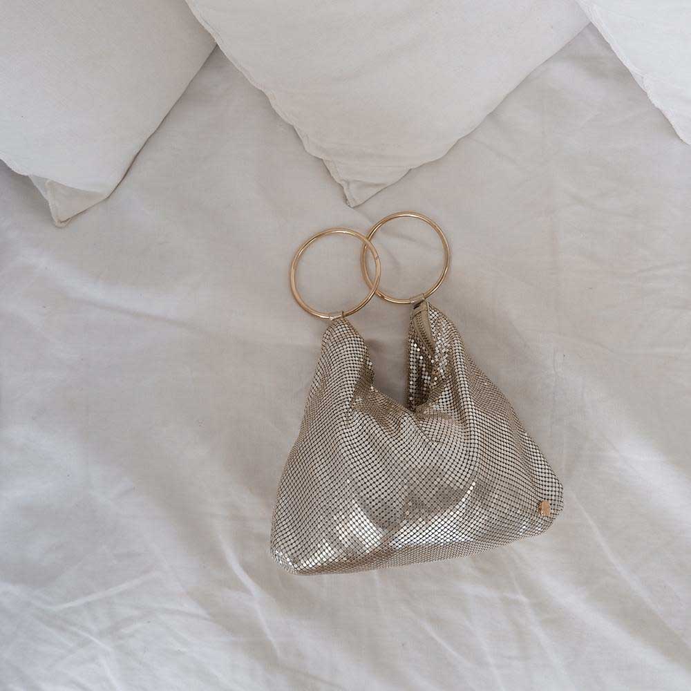 Olga Berg Shar Mesh Convertible Bag - Gold