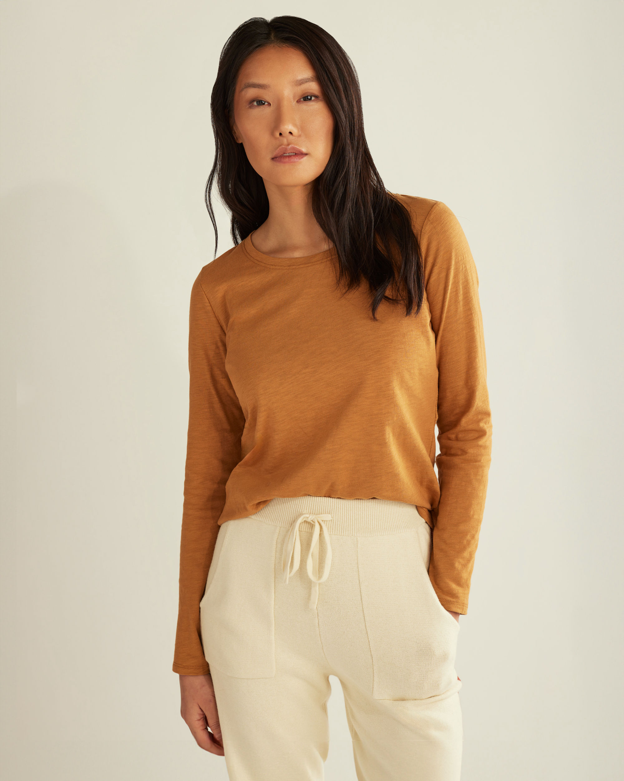 WOMEN'S LONG-SLEEVE COTTON SLUB TEE