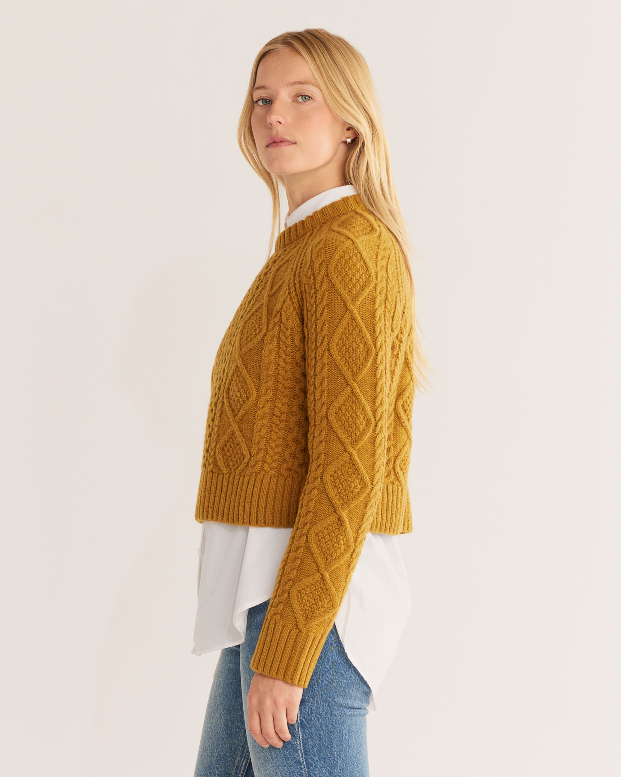 WOMEN’S SHETLAND COLLECTION FISHERMAN SWEATER