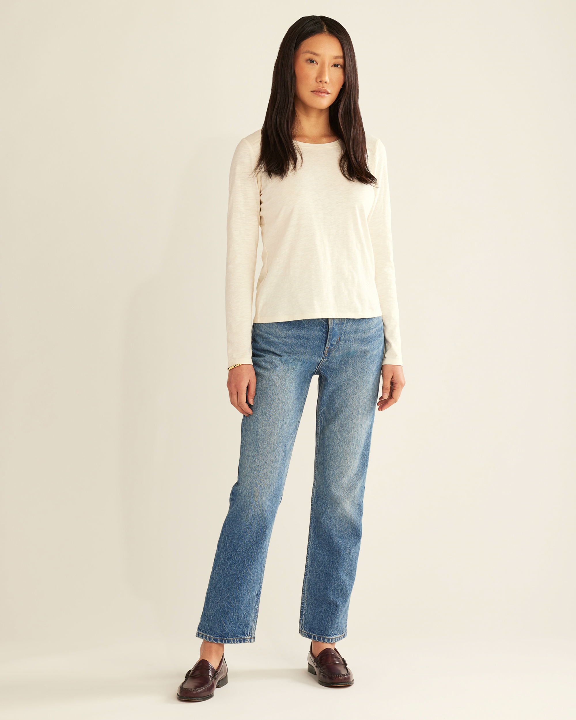 WOMEN'S LONG-SLEEVE COTTON SLUB TEE