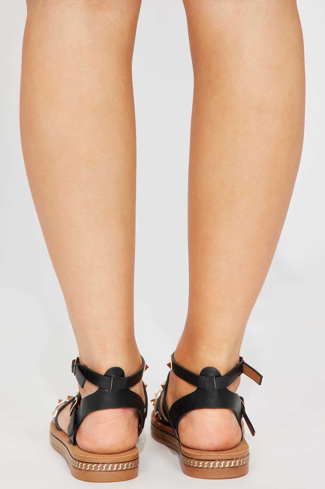 Harlow Studded Strappy Sandals   Black