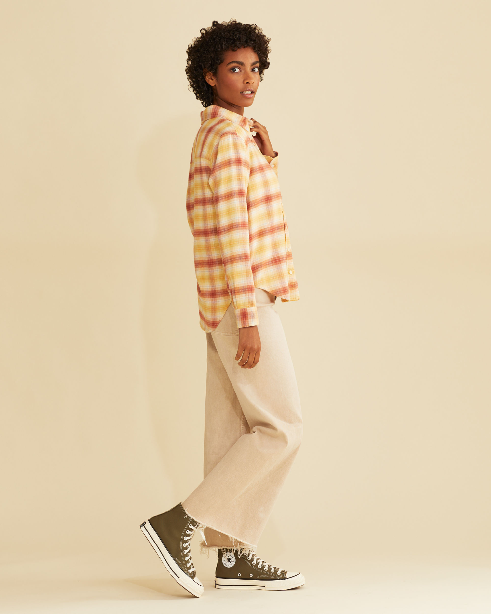 WOMEN'S BOYFRIEND DOUBLE-BRUSHED FLANNEL SHIRT