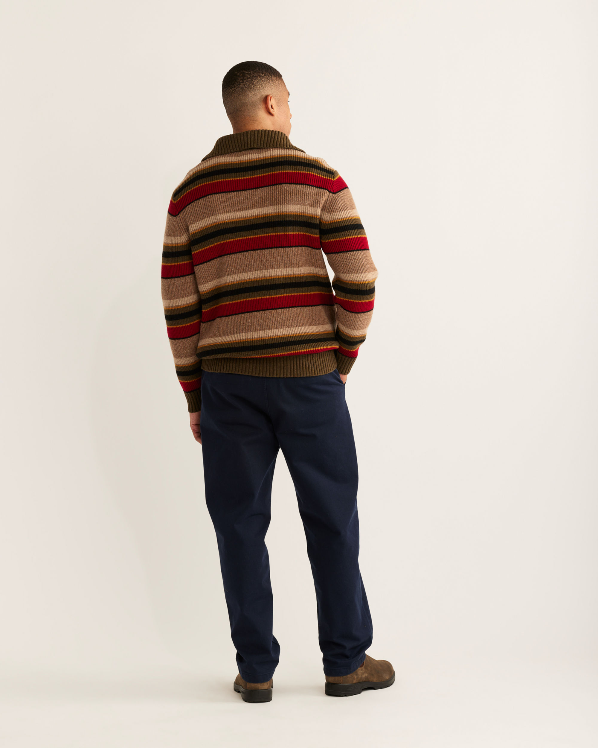 MEN'S CAMP STRIPE MERINO HALF-ZIP SWEATER