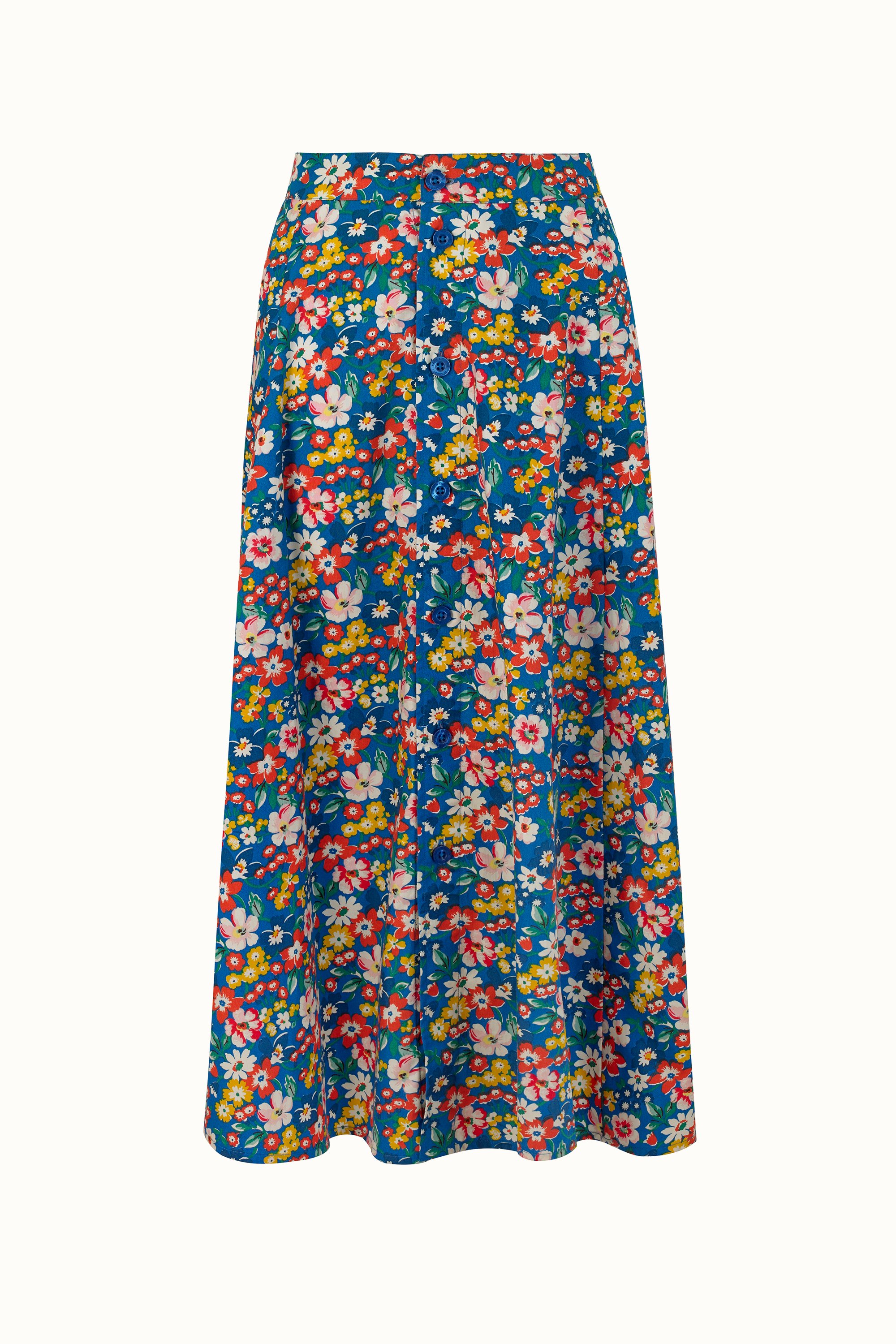 Portland Flowers Button-through Midi Skirt