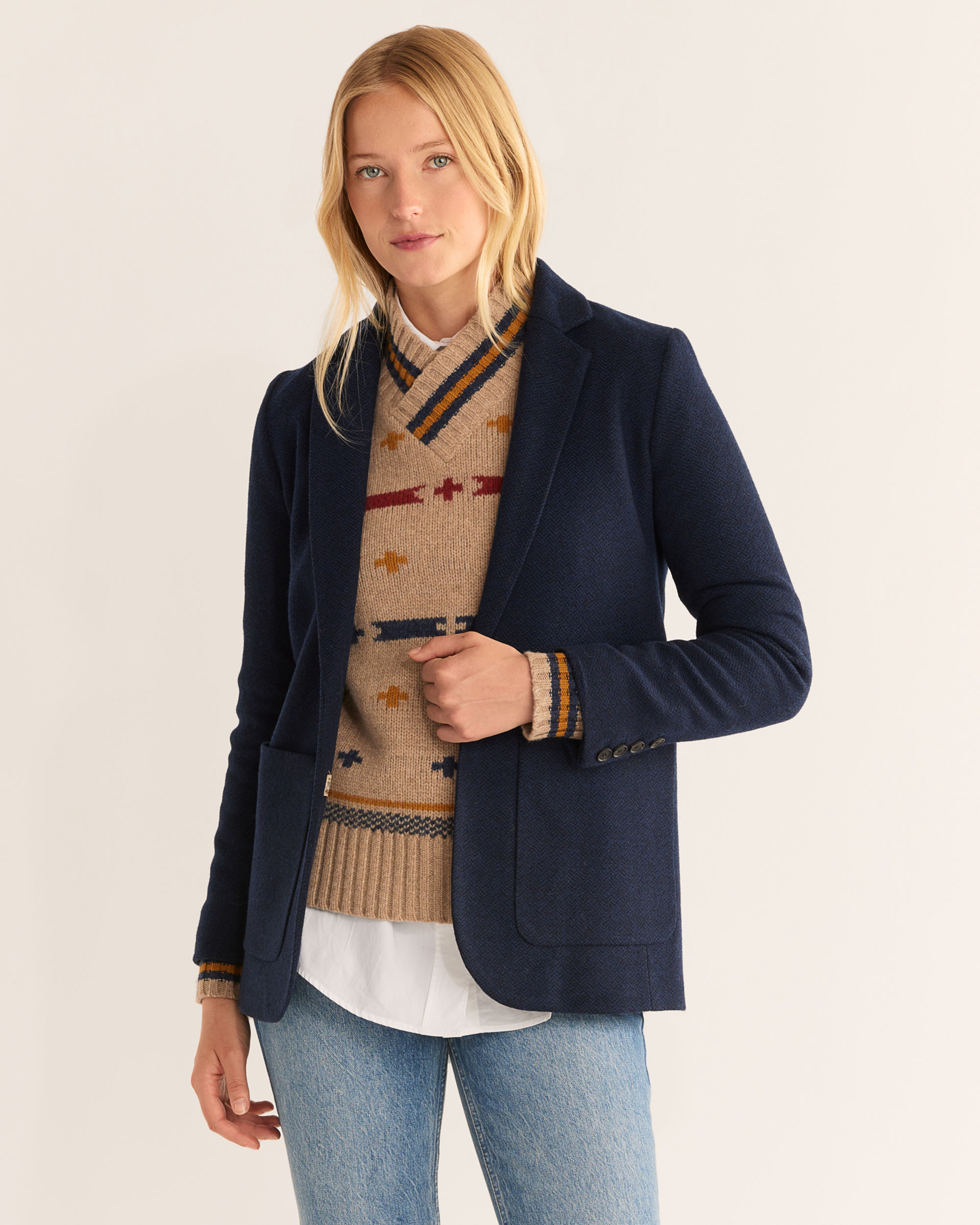 WOMEN'S DAVIS CHEVRON WOOL BLAZER