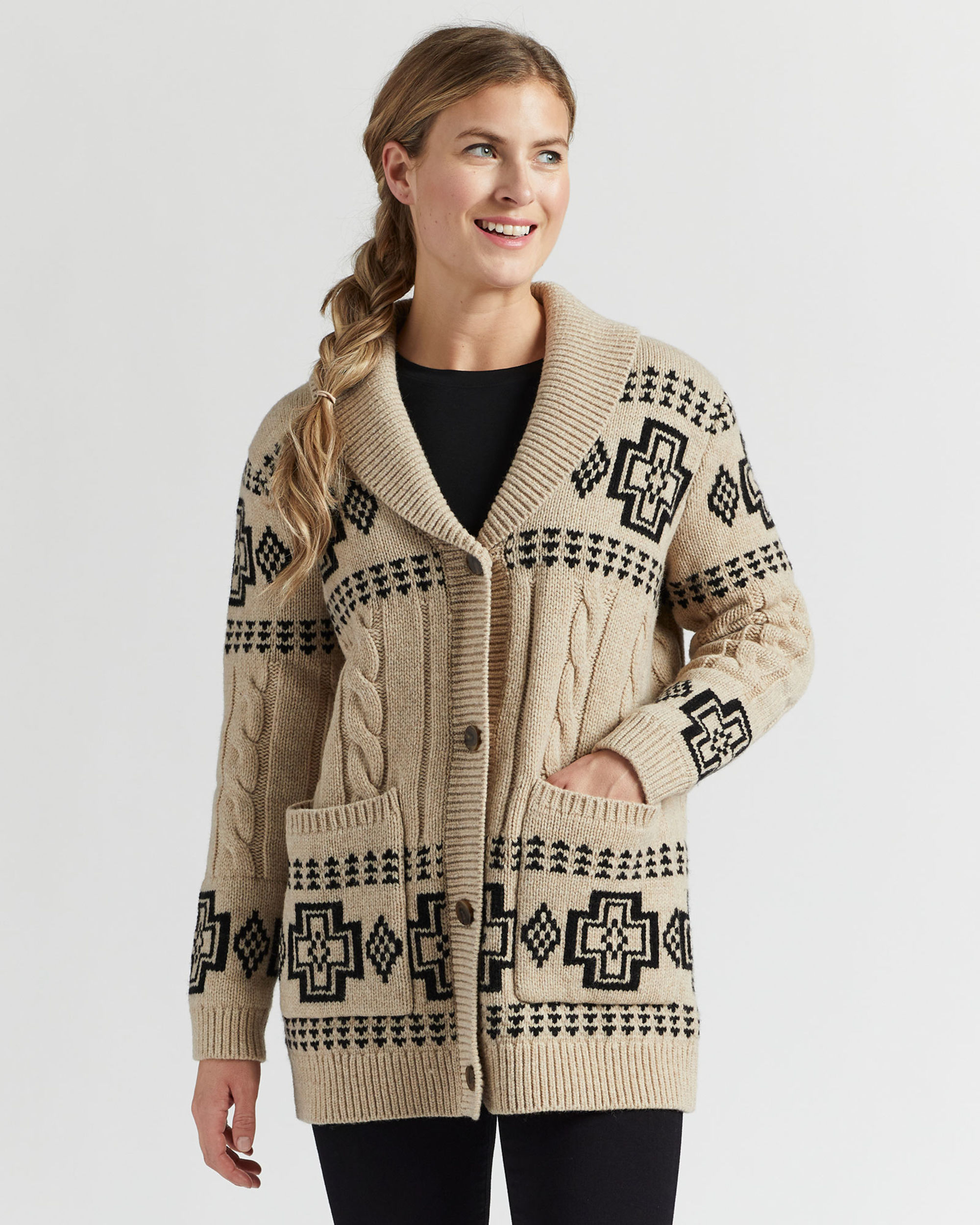 WOMEN'S HARDING LAMBSWOOL CABLE CARDIGAN