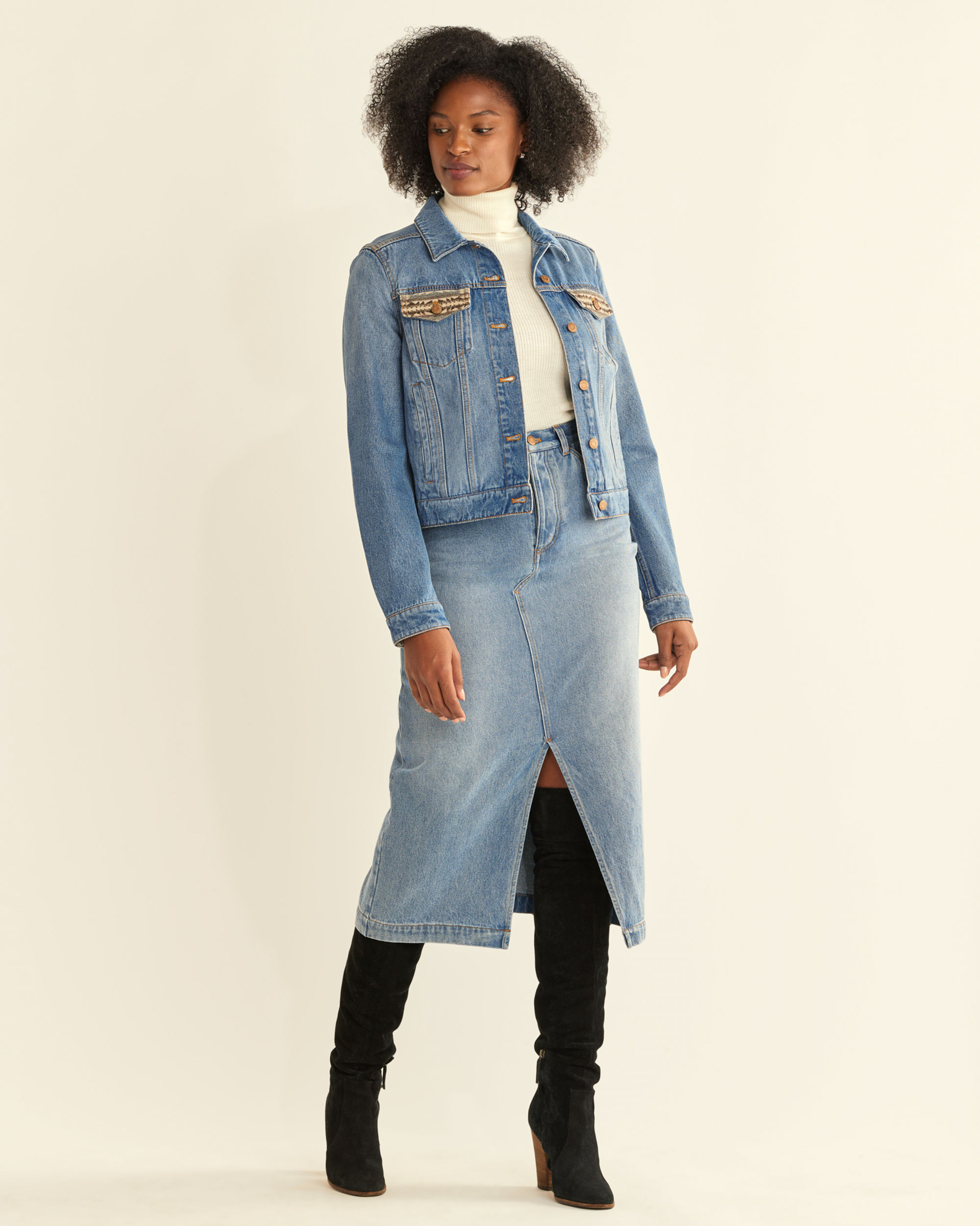 WOMEN'S DENIM/WOOL JEAN JACKET