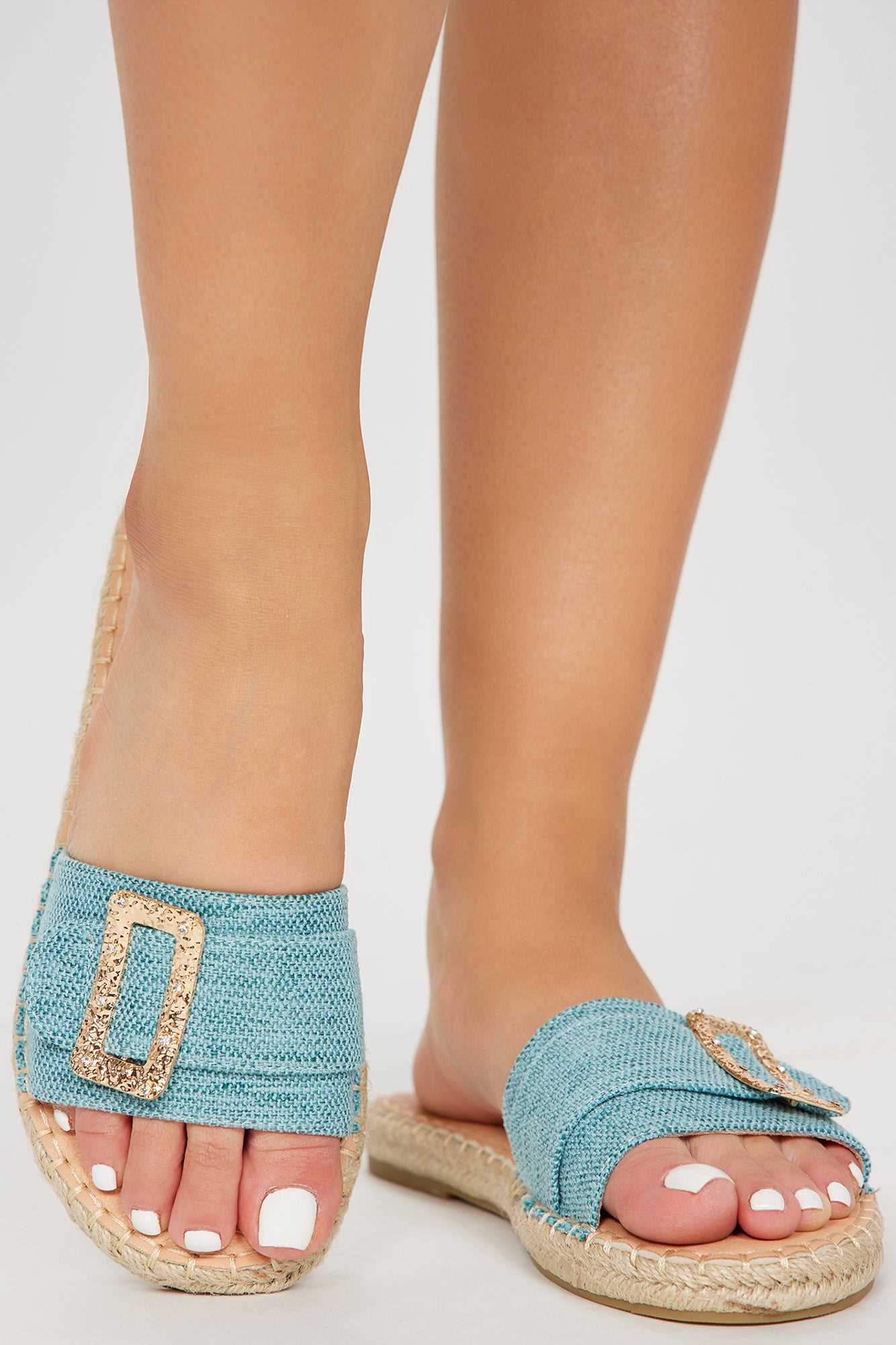 Ain t Going Anywhere Flat Sandals   Blue