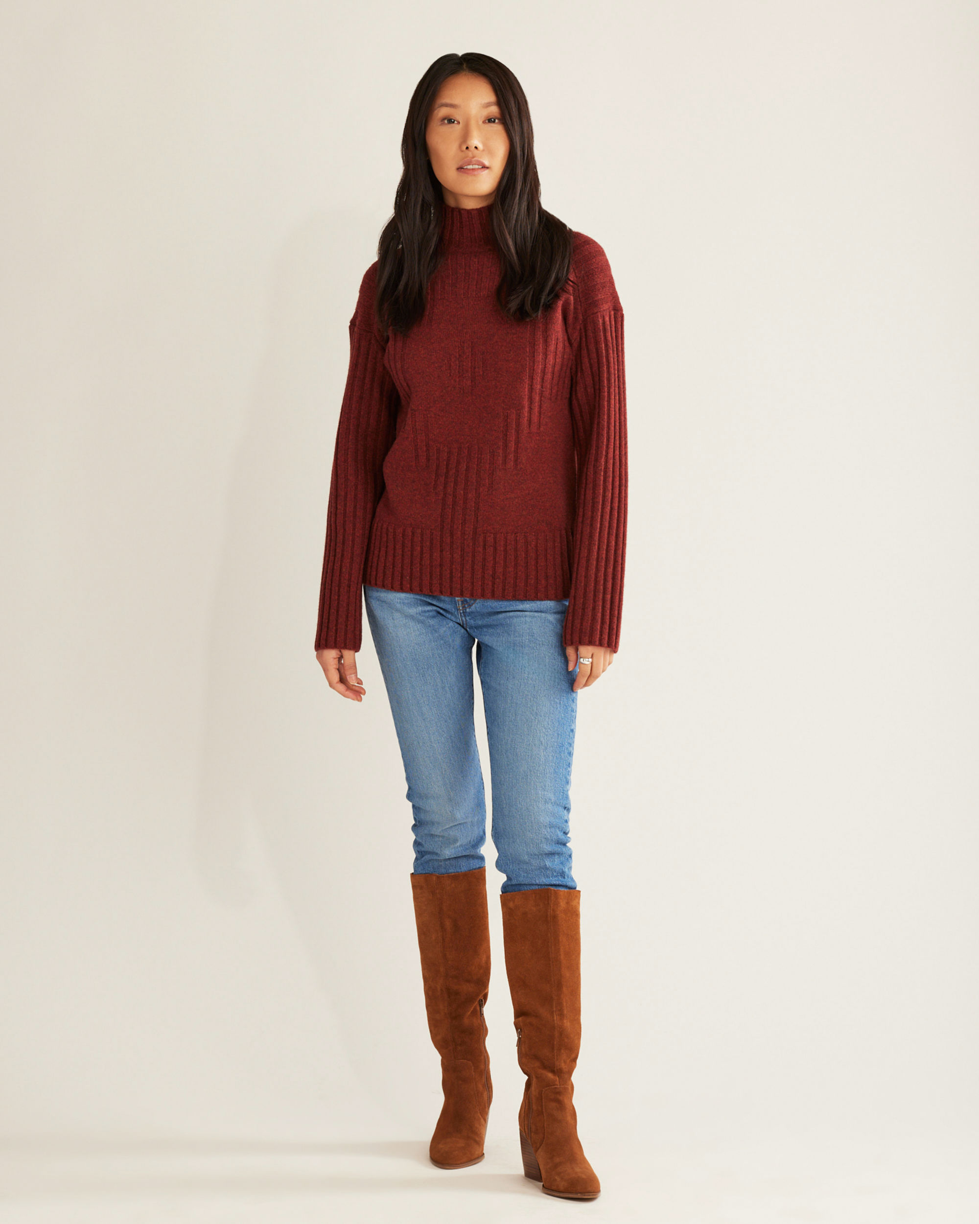 WOMEN'S OVERSIZED MOCKNECK PULLOVER