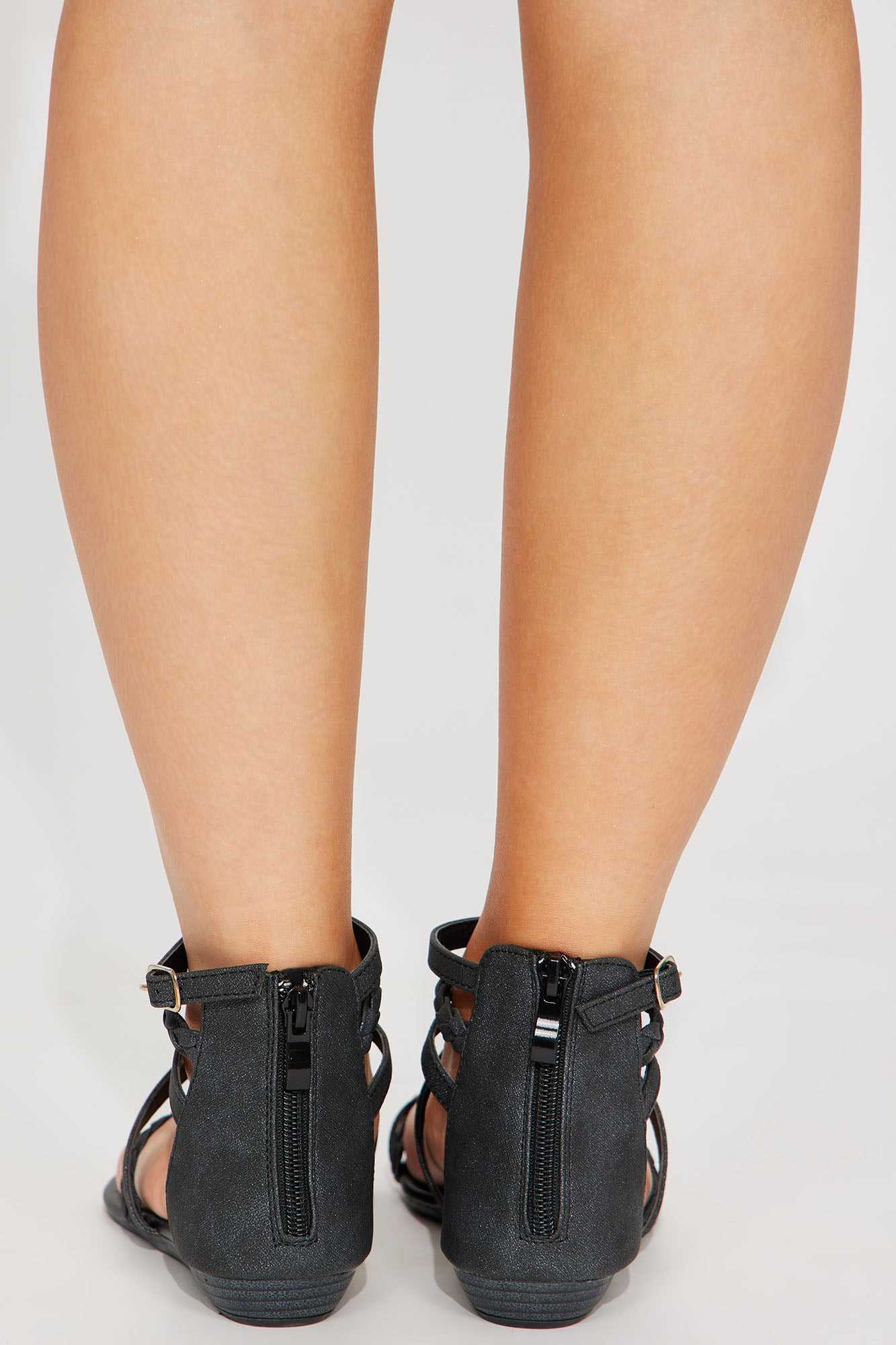 Carmen Braided Strappy Sandals   Black