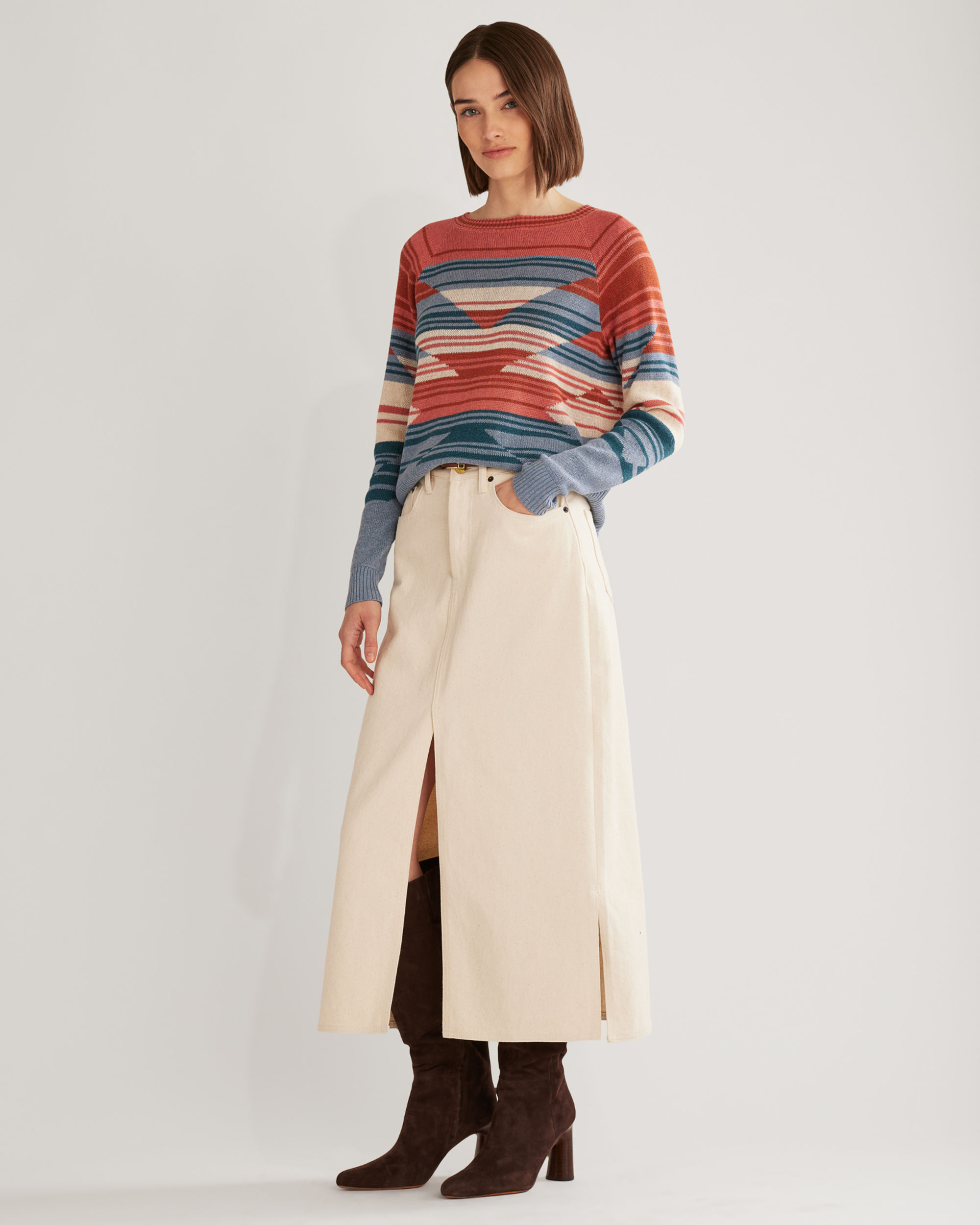 WOMEN'S RAGLAN COTTON GRAPHIC SWEATER