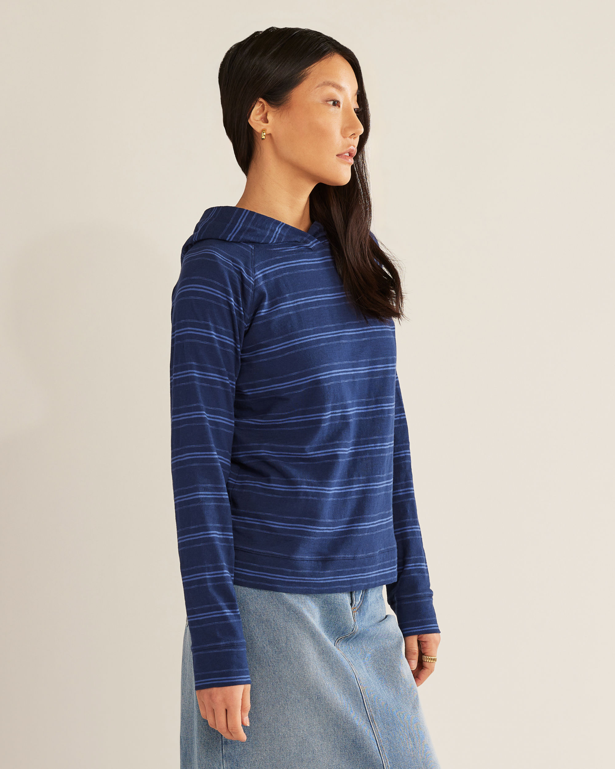 WOMEN'S LONG-SLEEVE COTTON SLUB HENLEY TEE