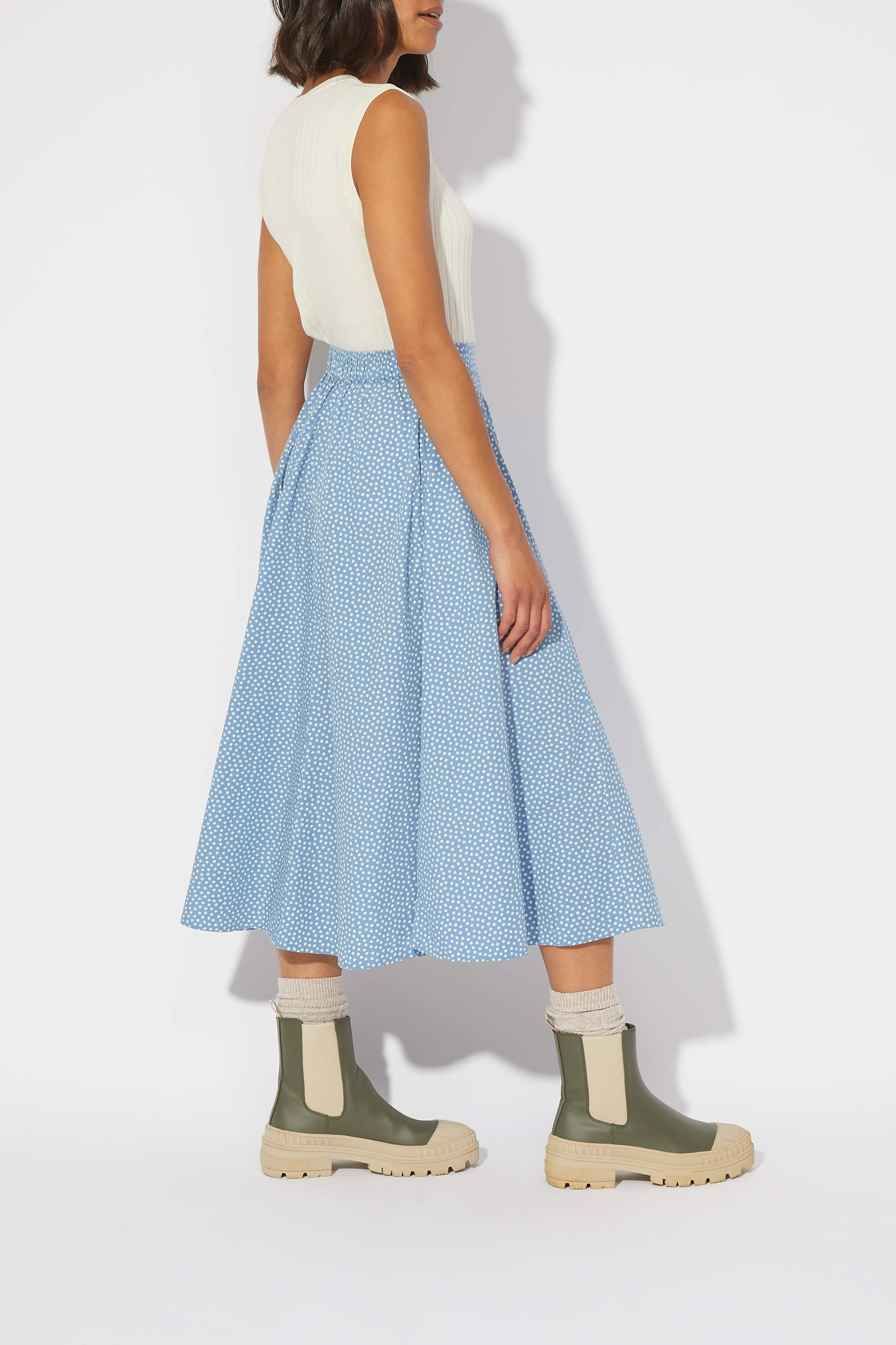 Scattered Spot Button-through Midi Skirt